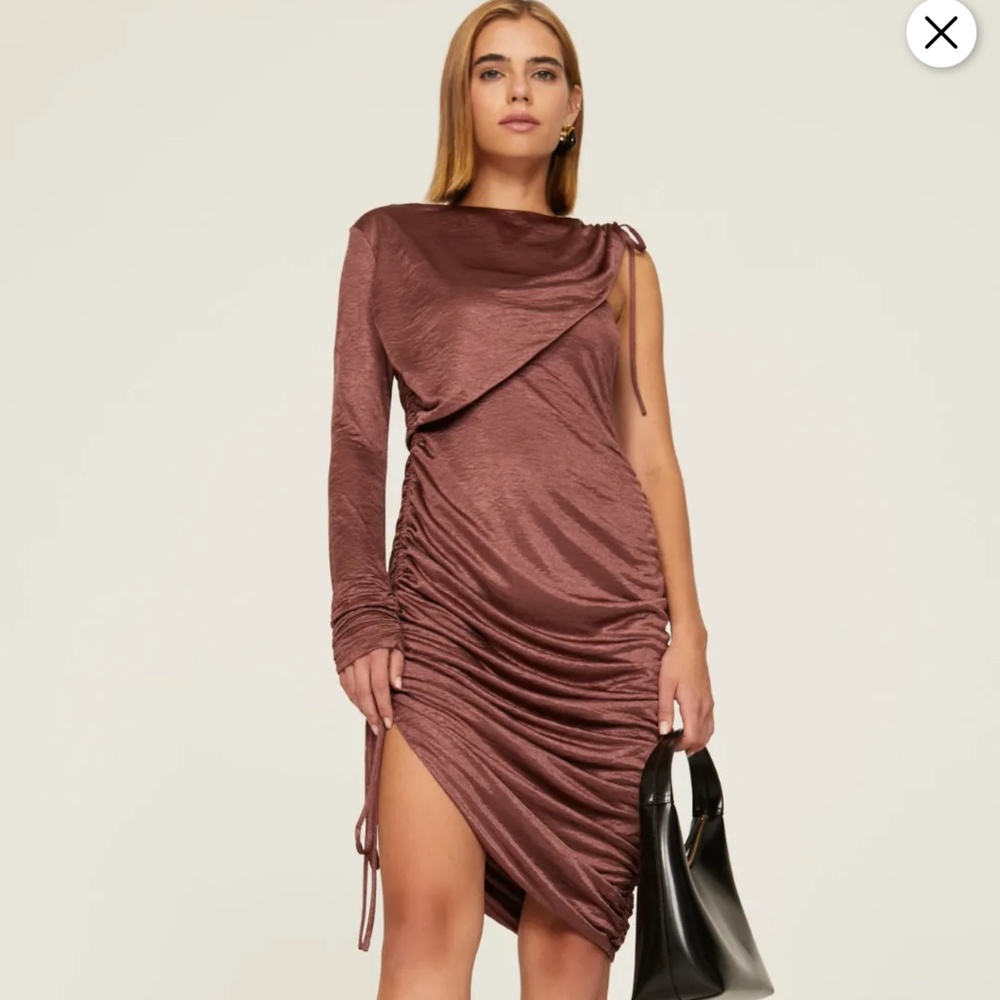 Brown Ruched Dress ADD TO HEARTS Love, Whit by Whitney Port